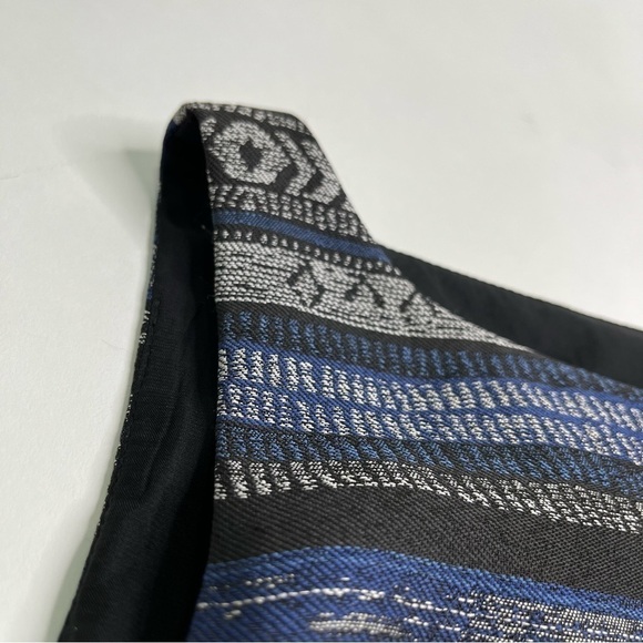 Bb Dakota Kinley Southwest Blue Grey Silver Retro Boat Neck Fit-n-Flare Dress - Picture 7 of 15